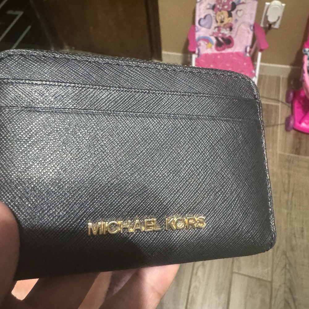 Michael Kors Black Card Holder with Gold Logo